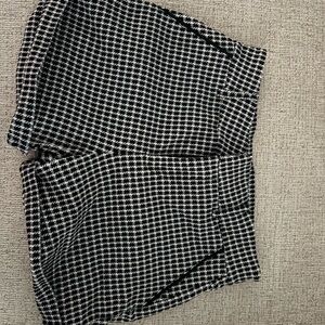 High Waist Black and White Houndstooth Shorts